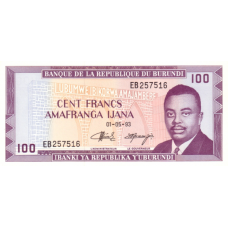 P29c Burundi - 100 Francs Year 1993